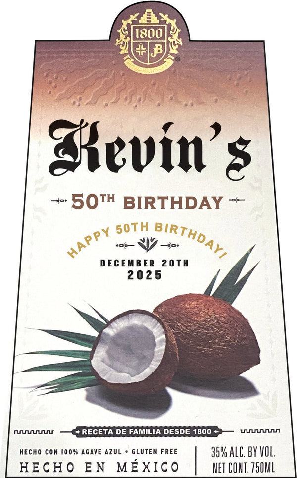 1800 Coconut Tequila Personalized Birthday Labels - Labelyourlife