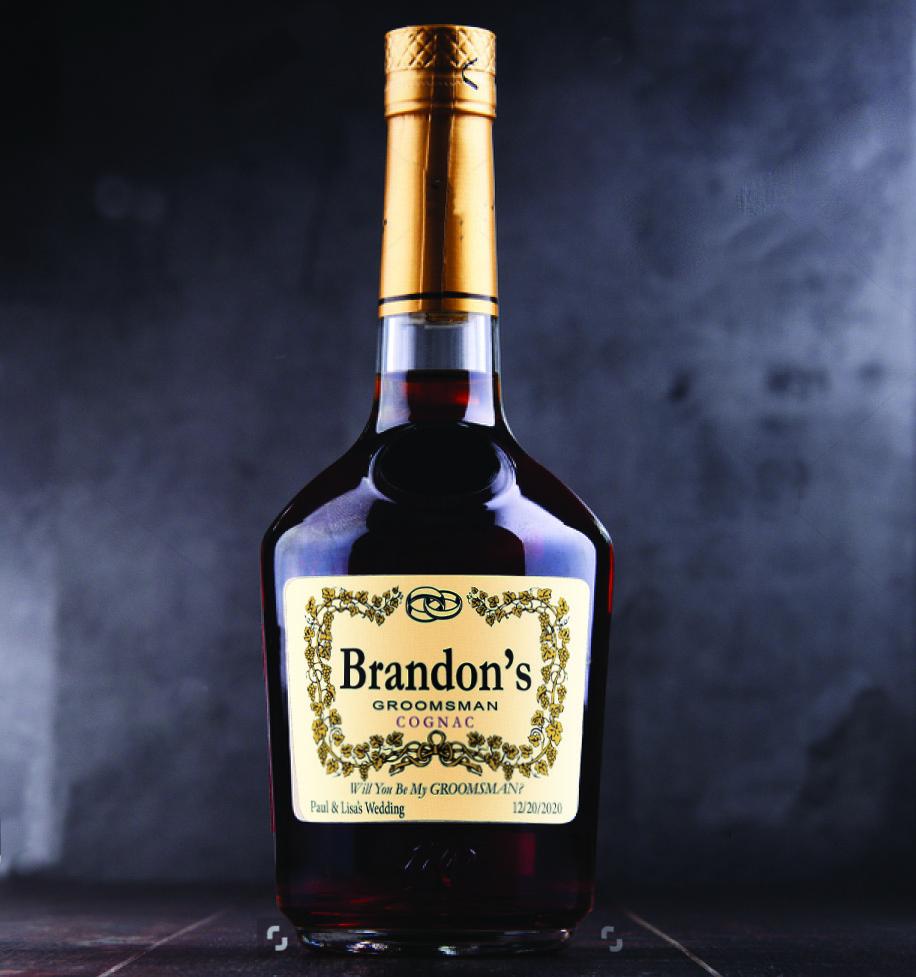 Personalized Groomsman Gift Cognac Label